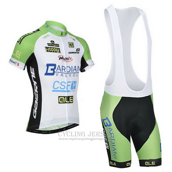 2014 Cycling Jersey Bardiani White and Green Short Sleeve and Bib Short