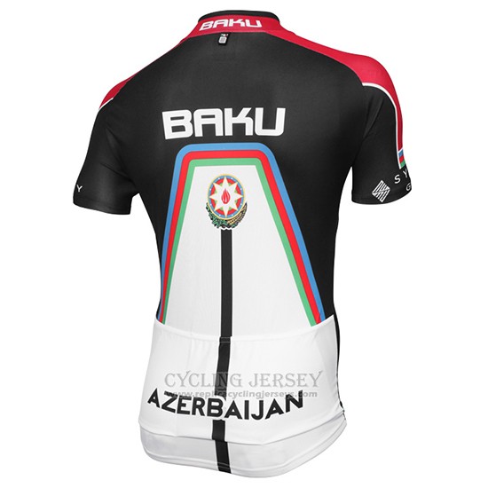 2015 Cycling Jersey Baku Black and White Short Sleeve and Bib Short