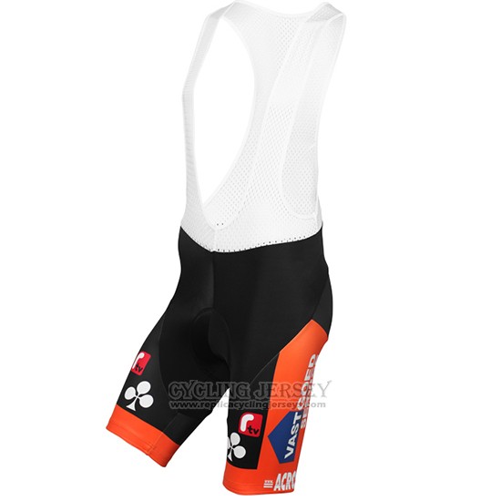 2015 Cycling Jersey Vastgoedservice Golden Palace Black and Orange Short Sleeve and Bib Short