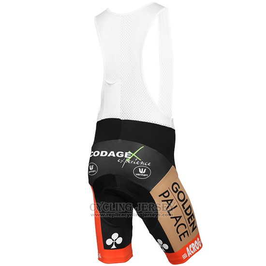 2015 Cycling Jersey Vastgoedservice Golden Palace Black and Orange Short Sleeve and Bib Short