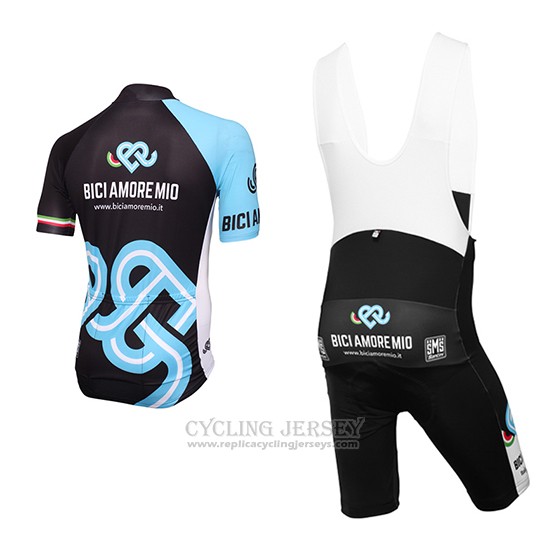 2016 Cycling Jersey Bici Amore Mio Black and Blue Short Sleeve and Bib Short