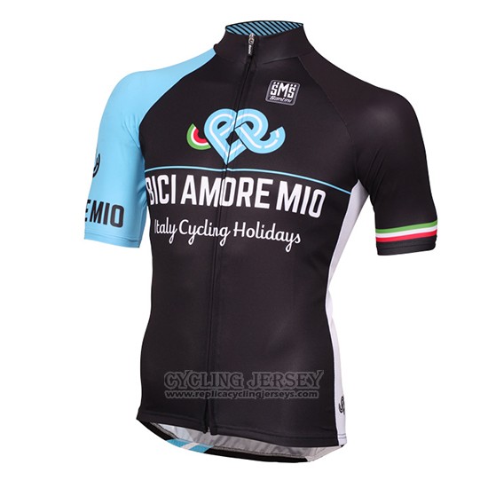 2016 Cycling Jersey Bici Amore Mio Black and Blue Short Sleeve and Bib Short
