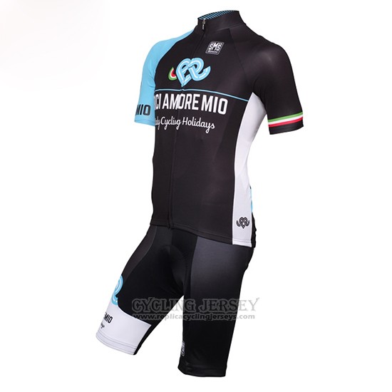 2016 Cycling Jersey Bici Amore Mio Black and Blue Short Sleeve and Bib Short