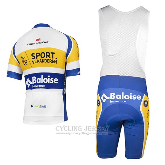 2016 Cycling Jersey Sport Vlaanderen Baloise White and Yellow Short Sleeve and Bib Short