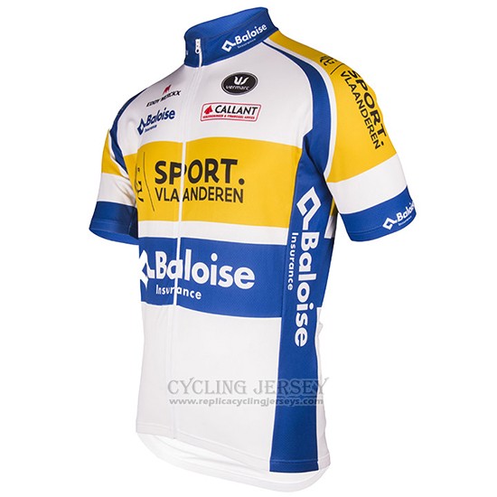 2016 Cycling Jersey Sport Vlaanderen Baloise White and Yellow Short Sleeve and Bib Short