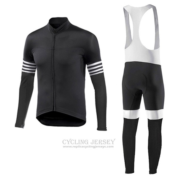 2017 Cycling Jersey Aero Noir Black Long Sleeve and Bib Tight