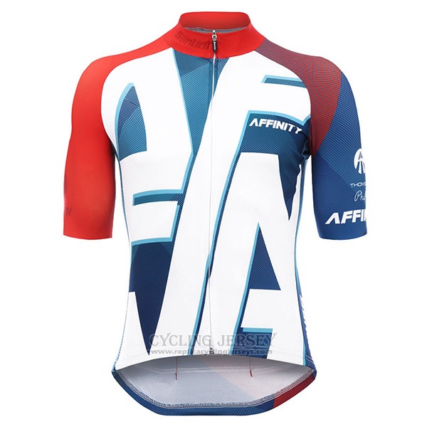 2017 Cycling Jersey Affinity White and Blue Short Sleeve and Bib Short
