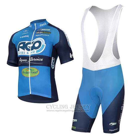 2017 Cycling Jersey Ago Aqua Service Blue Short Sleeve and Bib Short