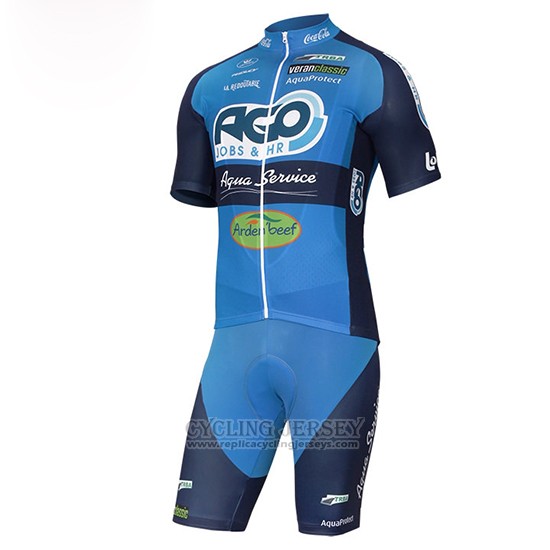 2017 Cycling Jersey Ago Aqua Service Blue Short Sleeve and Bib Short