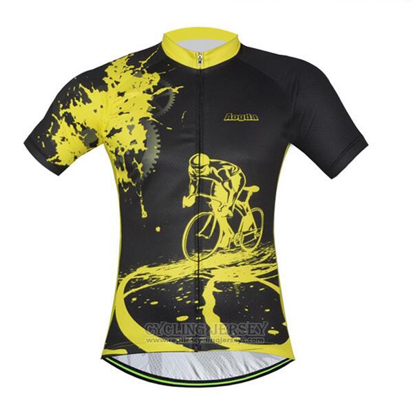 2017 Cycling Jersey Aogda Black and Yellow Short Sleeve and Bib Short