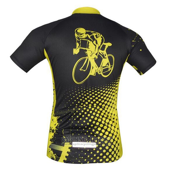 2017 Cycling Jersey Aogda Black and Yellow Short Sleeve and Bib Short