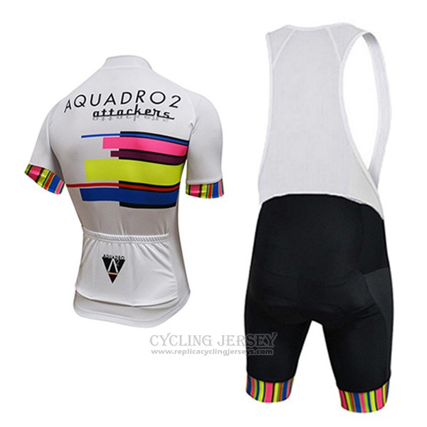 2017 Cycling Jersey Aquadro Attackers White Short Sleeve and Bib Short