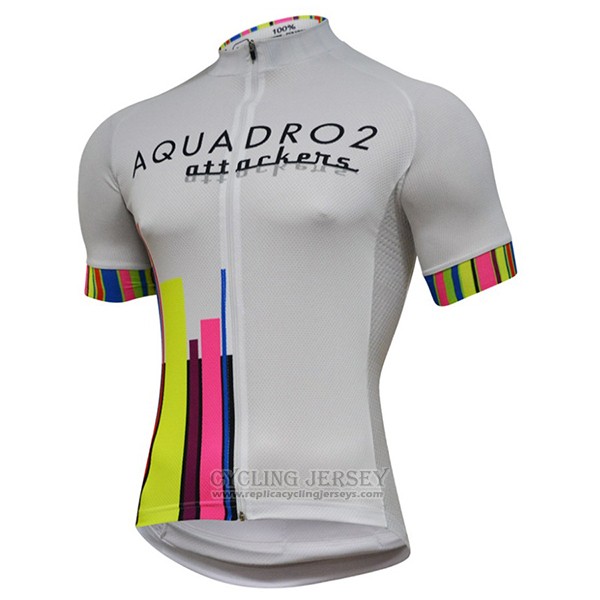 2017 Cycling Jersey Aquadro Attackers White Short Sleeve and Bib Short