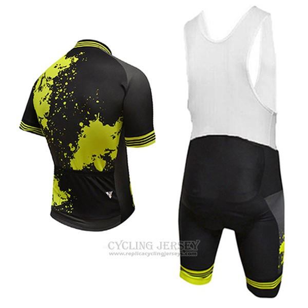 2017 Cycling Jersey Aquadro Splash Black and Yellow Short Sleeve and Bib Short