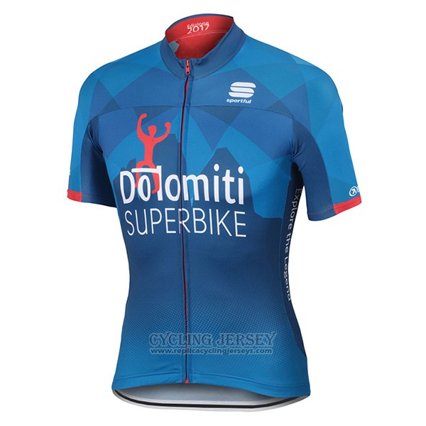 2017 Cycling Jersey Dolomiti Superbike Blue Short Sleeve and Bib Short