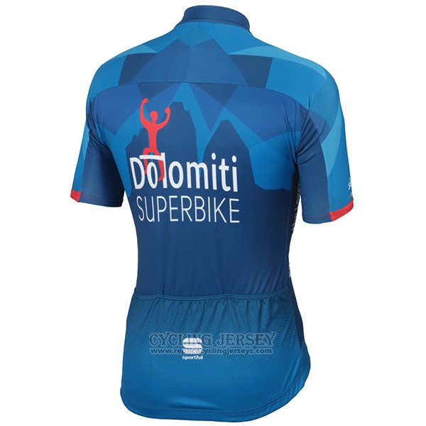 2017 Cycling Jersey Dolomiti Superbike Blue Short Sleeve and Bib Short