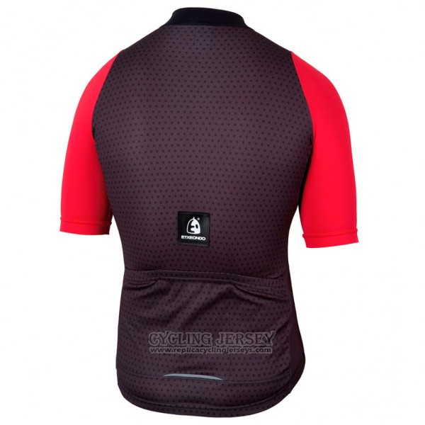 2017 Cycling Jersey Etxeondo Neo Black and Red Short Sleeve and Bib Short