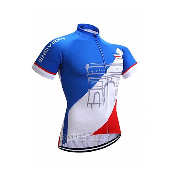 2017 Cycling Jersey France Snovaky Blue and White Short Sleeve and Bib Short