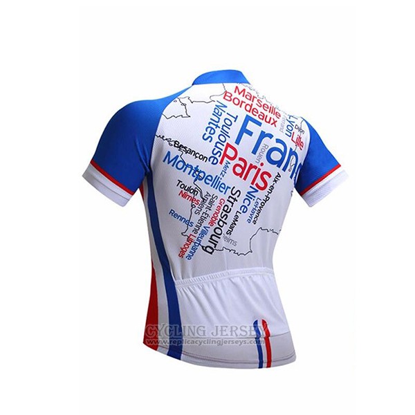 2017 Cycling Jersey France Snovaky Blue and White Short Sleeve and Bib Short