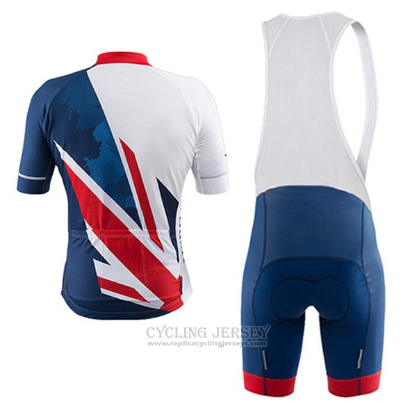 2017 Cycling Jersey Great Britain Blue and White Short Sleeve and Bib Short