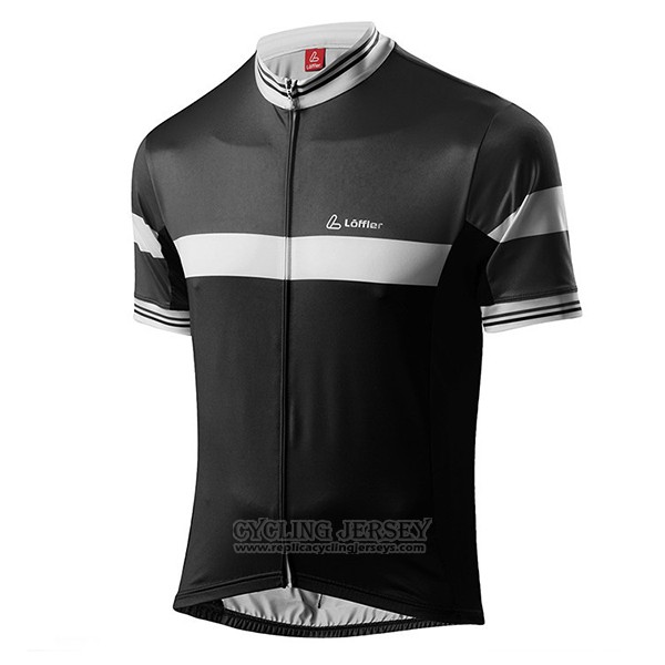 2017 Cycling Jersey Loffler Black and Gray Short Sleeve and Bib Short
