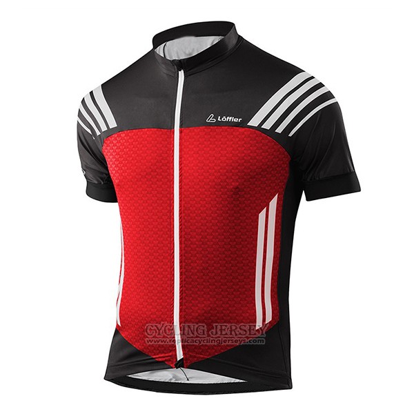 2017 Cycling Jersey Loffler Black and Red Short Sleeve and Bib Short