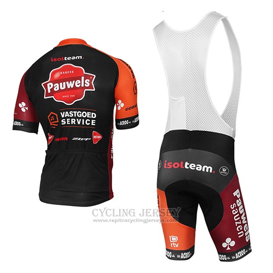 2017 Cycling Jersey Pauwels Sauzen Vastgoedservice Black and Orange Short Sleeve and Bib Short