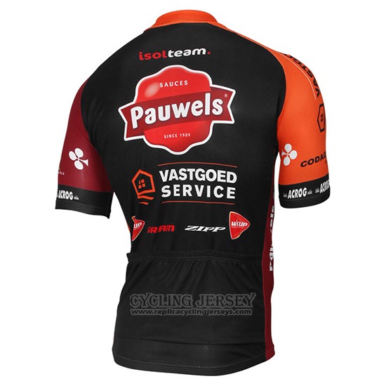 2017 Cycling Jersey Pauwels Sauzen Vastgoedservice Black and Orange Short Sleeve and Bib Short