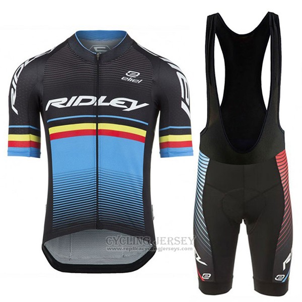 2017 Cycling Jersey Ridley Rincon Light Blue and Black Short Sleeve and Bib Short