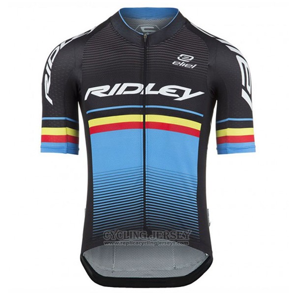 2017 Cycling Jersey Ridley Rincon Light Blue and Black Short Sleeve and Bib Short