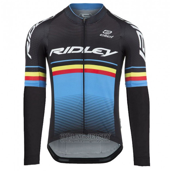 2017 Cycling Jersey Ridley Rincon Long Sleeve and Bib Tight Black and Blue Short Sleeve and Bib Short