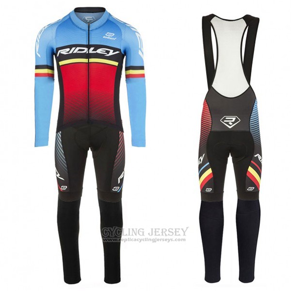 2017 Cycling Jersey Ridley Rincon Long Sleeve and Bib Tight Red and Blue Short Sleeve and Bib Short