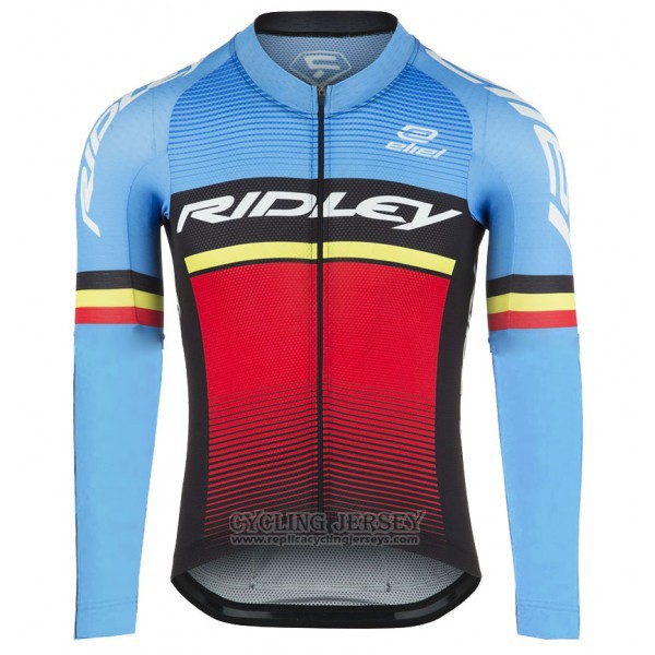 2017 Cycling Jersey Ridley Rincon Long Sleeve and Bib Tight Red and Blue Short Sleeve and Bib Short