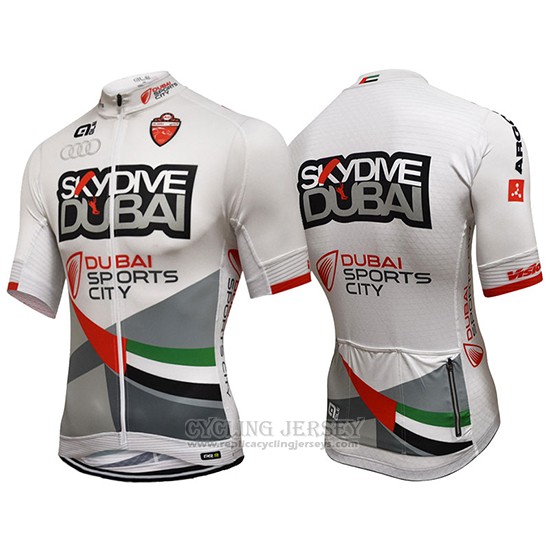 2017 Cycling Jersey Skydive Dubai White Short Sleeve and Bib Short