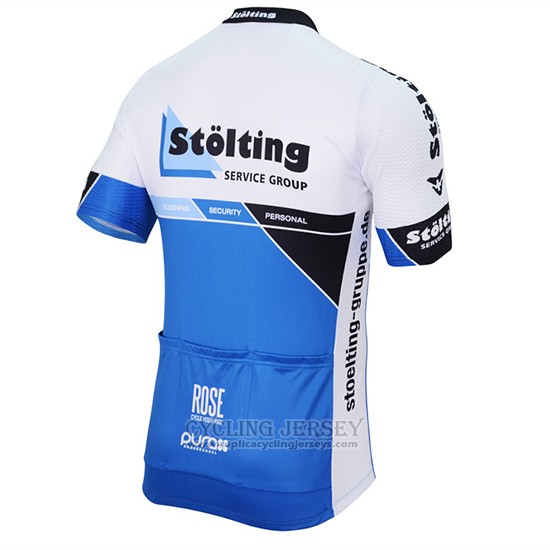 2017 Cycling Jersey Stolting White and Blue Short Sleeve and Bib Short