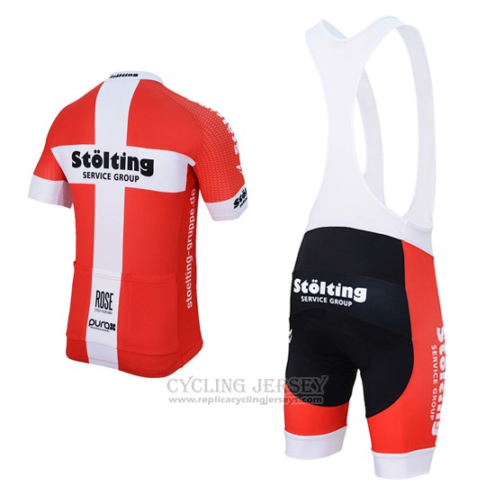 2017 Cycling Jersey Stolting White and Red Short Sleeve and Bib Short