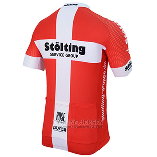 2017 Cycling Jersey Stolting White and Red Short Sleeve and Bib Short