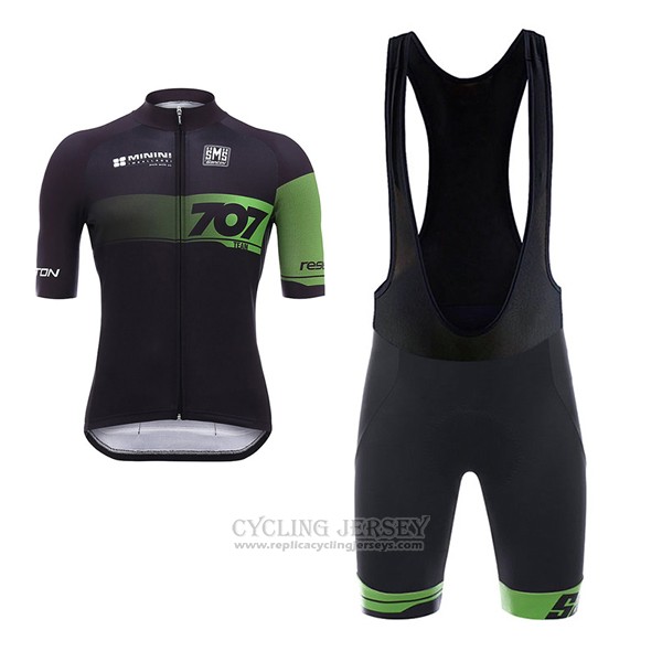 2017 Cycling Jersey Team 707 Black Short Sleeve and Bib Short