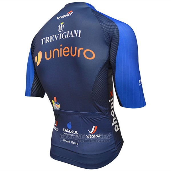 2017 Cycling Jersey Unieuro Trevigiani Blue Short Sleeve and Bib Short