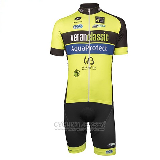 2017 Cycling Jersey Wb Verlanclassics Aquality Project Green and Black Short Sleeve and Bib Short
