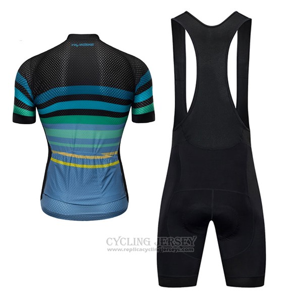 2017 Cycling Jersey Ykywbike Aa07 Adh07 Black and Sky Blue Short Sleeve and Bib Short