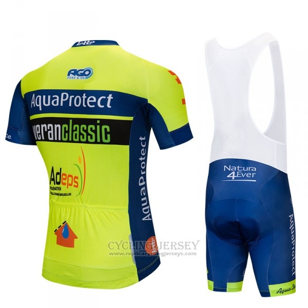 2018 Cycling Jersey Aquaproject Yellow Green Short Sleeve and Bib Short