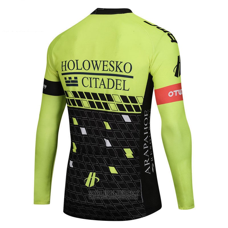 2018 Cycling Jersey Holowesko Citadel Green and Black Long Sleeve and Bib Tight