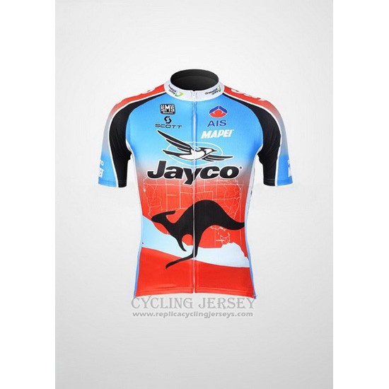 Cycling Jersey Jayco Sky Blue and Red Short Sleeve and Bib Short