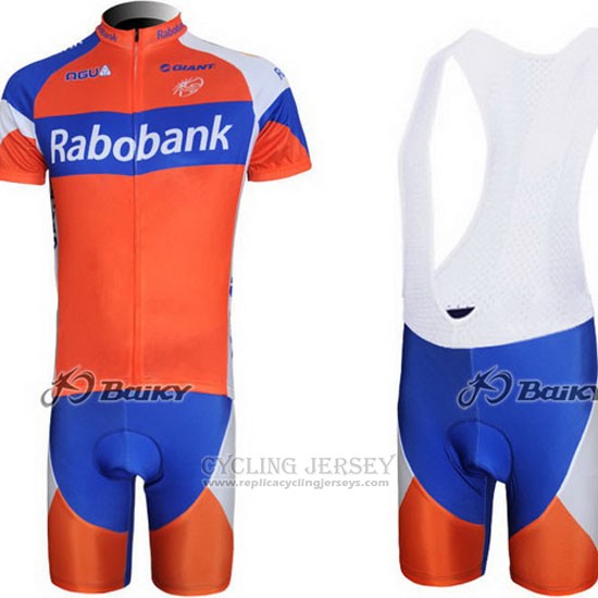 2011 Cycling Jersey Rabobank Blue and Orange Short Sleeve and Bib Short