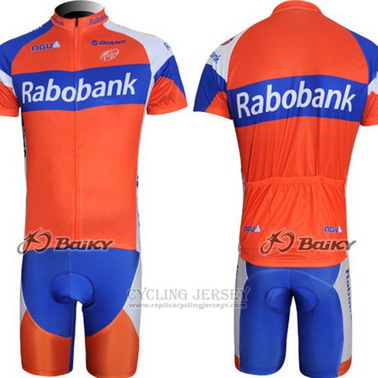 2011 Cycling Jersey Rabobank Blue and Orange Short Sleeve and Bib Short