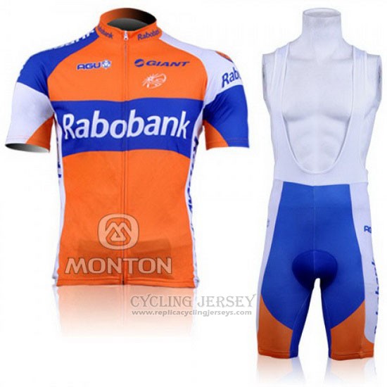 2011 Cycling Jersey Rabobank Blue and Orange Short Sleeve and Bib Short