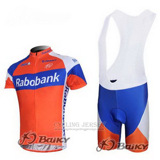 2011 Cycling Jersey Rabobank Blue and Orange Short Sleeve and Bib Short