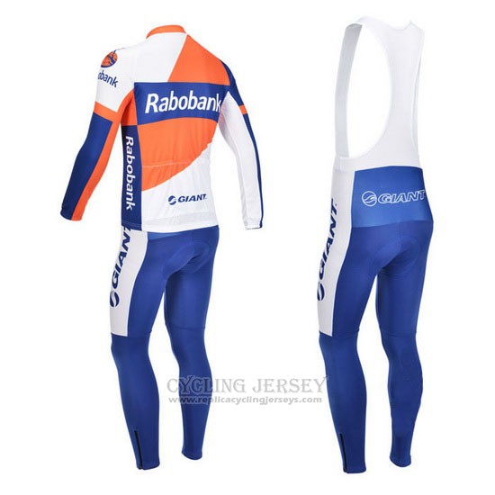 2013 Cycling Jersey Rabobank Blue and White Long Sleeve and Bib Tight