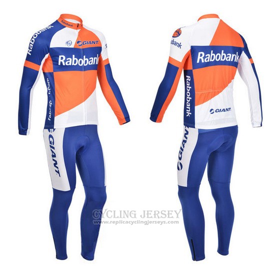 2013 Cycling Jersey Rabobank Blue and White Long Sleeve and Bib Tight